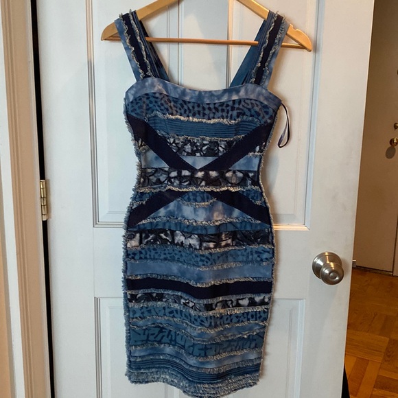 herve leger denim dress Herve Leger | Dresses | Rare Vintage Gorgeous Herve Leger Blue Jean Sparkle  Stunning Grab It